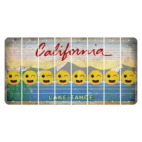 California Lake Tahoe Cut License Plate Strips (Set of 8) Emoji - Winking