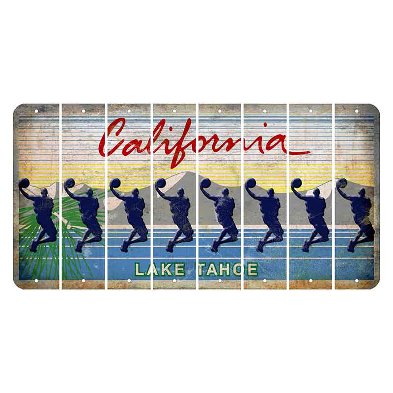 California Lake Tahoe Cut License Plate Strips (Set of 8) Basketball Player