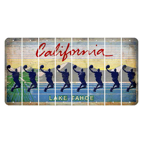 California Lake Tahoe Cut License Plate Strips (Set of 8) Basketball Player