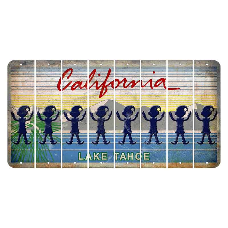 California Lake Tahoe Cut License Plate Strips (Set of 8) Elf