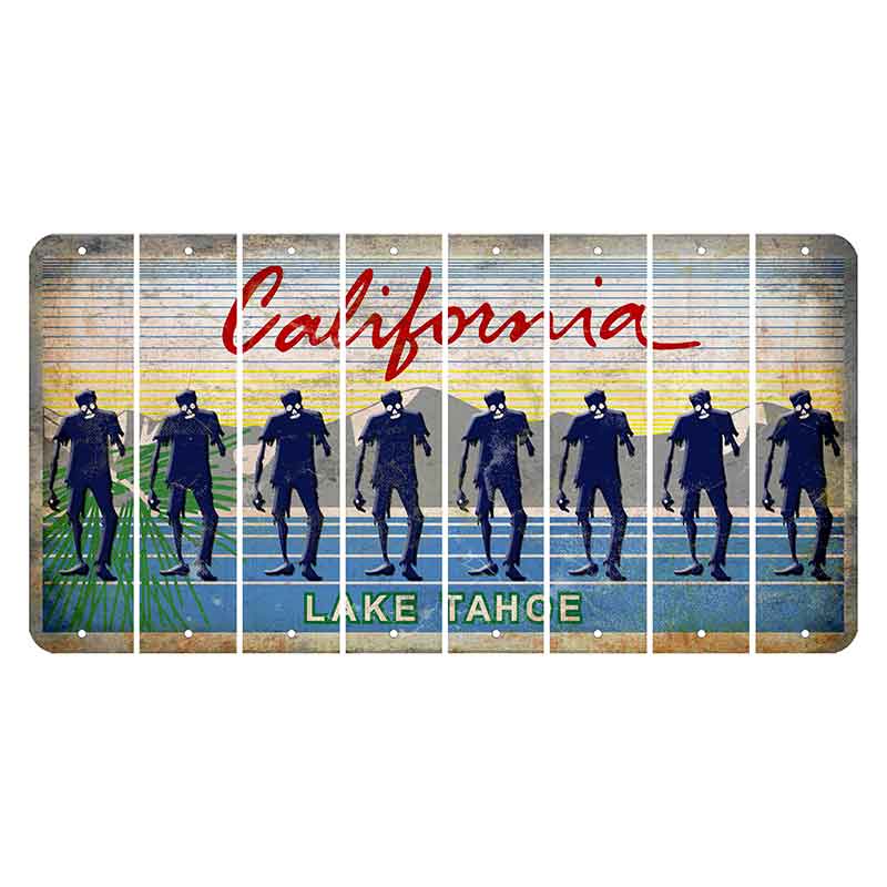 California Lake Tahoe Cut License Plate Strips (Set of 8) Zombie