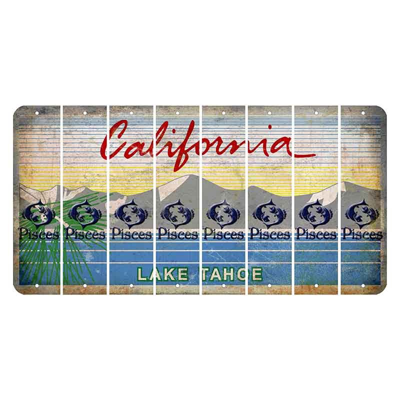 California Lake Tahoe Cut License Plate Strips (Set of 8) Zodiac Sign - Pisces