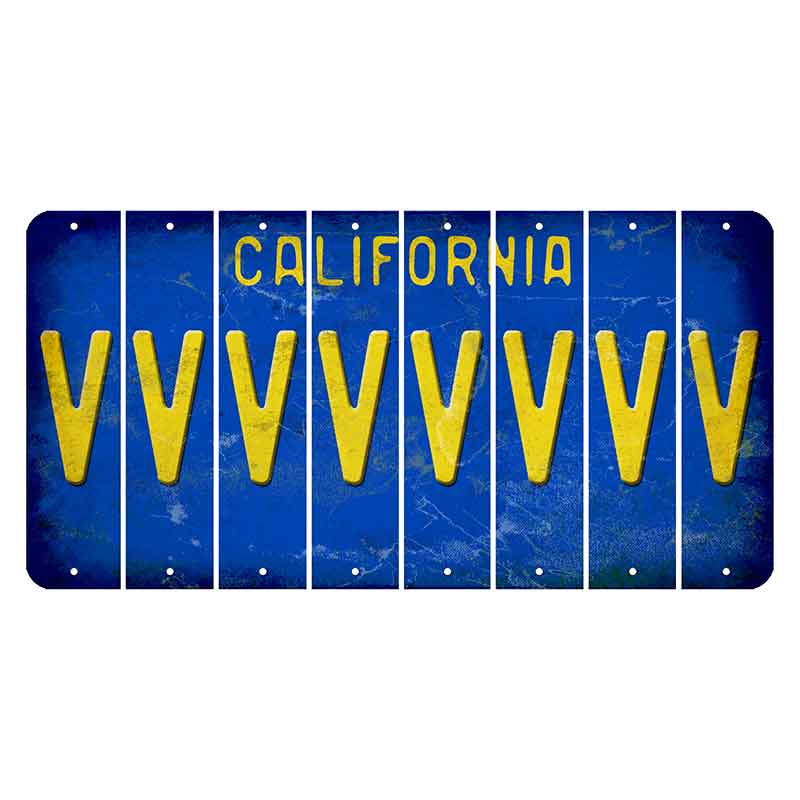 California Blue Cut License Plate Strips (Set of 8) V