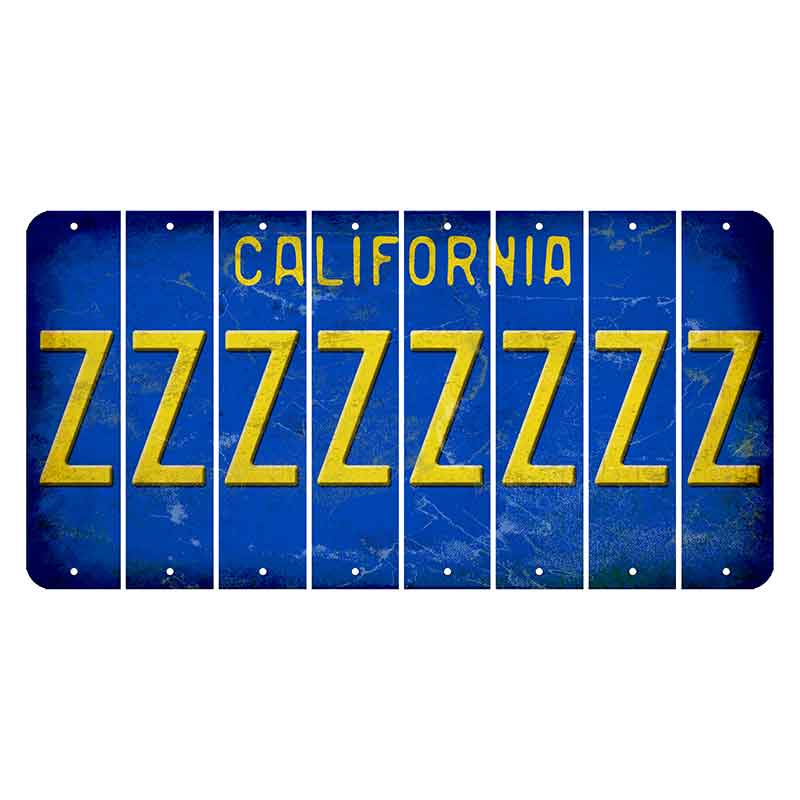 California Blue Cut License Plate Strips (Set of 8) Z