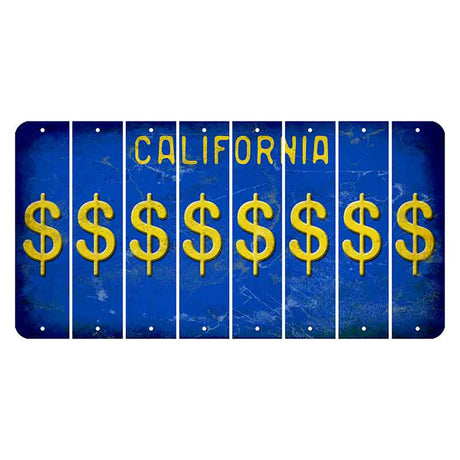 California Blue Cut License Plate Strips (Set of 8) Dollar Sign