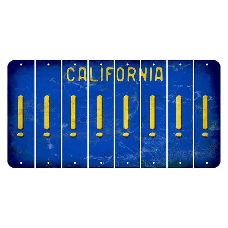 California Blue Cut License Plate Strips (Set of 8) Exclamation Point
