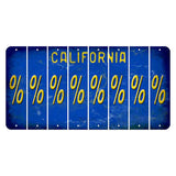 California Blue Cut License Plate Strips (Set of 8) Percent Sign