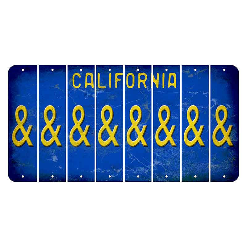 California Blue Cut License Plate Strips (Set of 8) And Sign