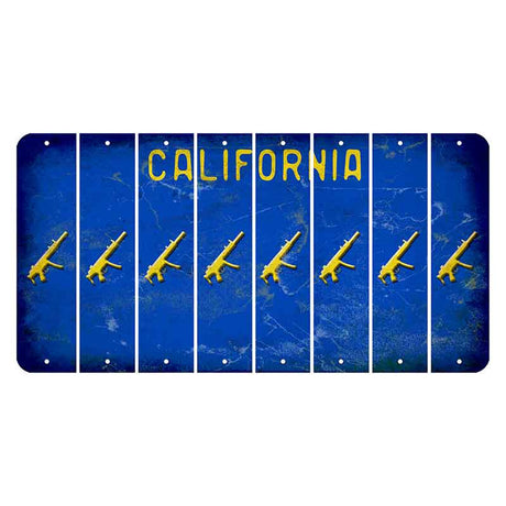 California Blue Cut License Plate Strips (Set of 8) Submachine Gun