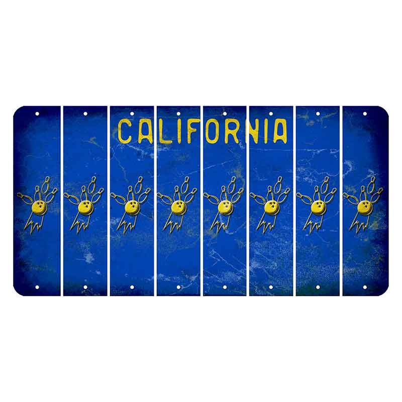 California Blue Cut License Plate Strips (Set of 8) Bowling