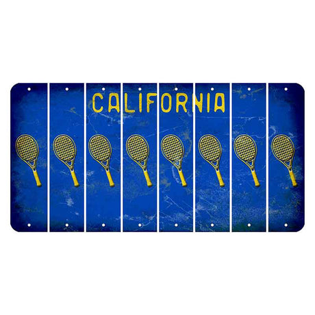 California Blue Cut License Plate Strips (Set of 8) Tennis Racket