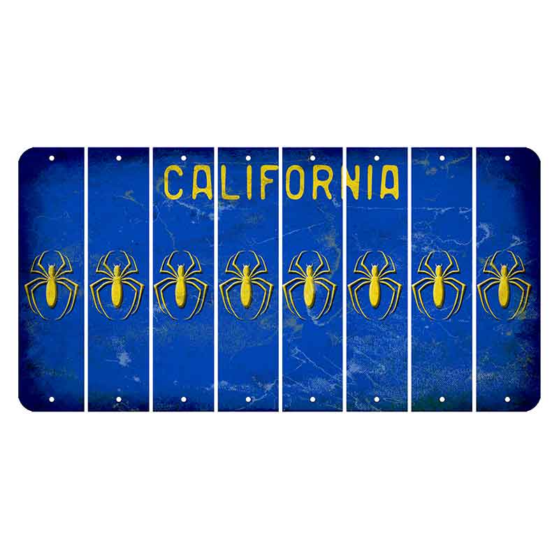 California Blue Cut License Plate Strips (Set of 8) Spider