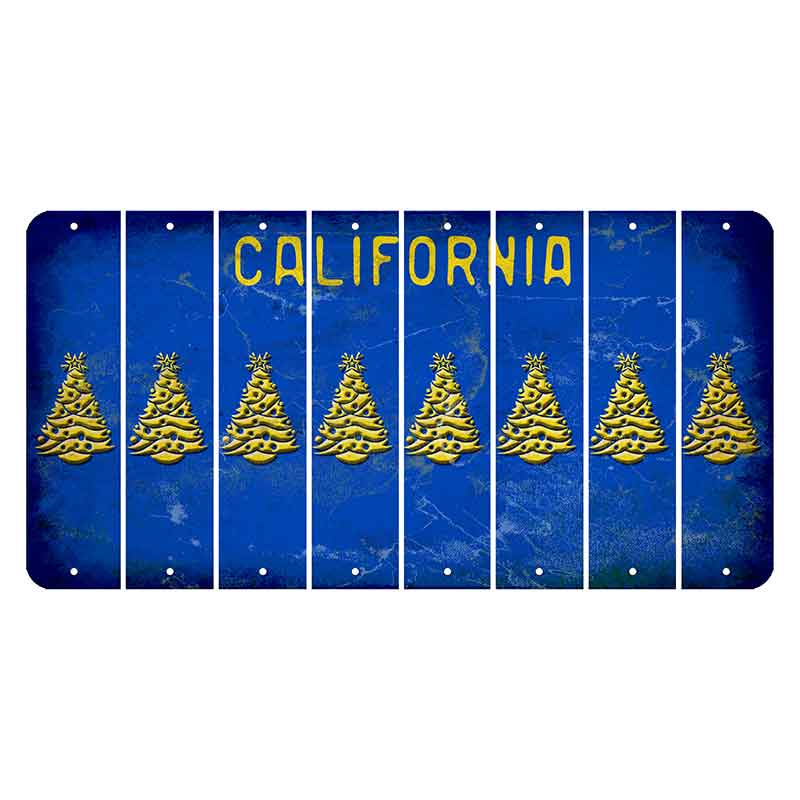 California Blue Cut License Plate Strips (Set of 8) Christmas Tree