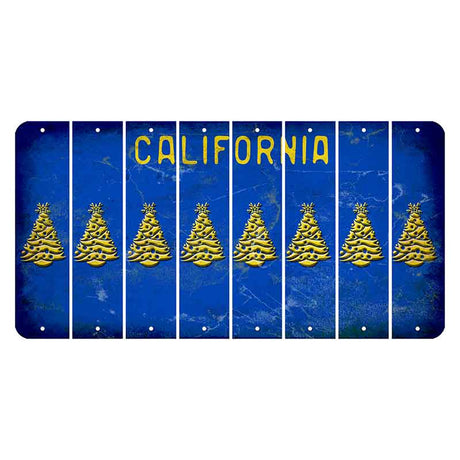 California Blue Cut License Plate Strips (Set of 8) Christmas Tree