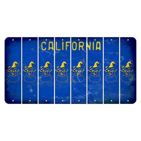 California Blue Cut License Plate Strips (Set of 8) Snowman