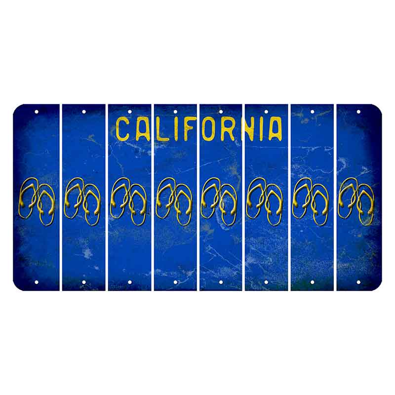 California Blue Cut License Plate Strips (Set of 8) Flip Flops