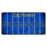California Blue Cut License Plate Strips (Set of 8) Skull & Bones