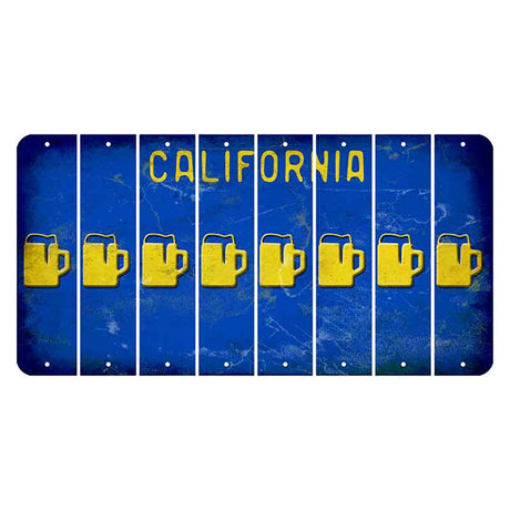 California Blue Cut License Plate Strips (Set of 8) Beer Mug