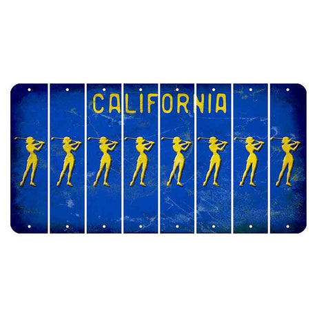 California Blue Cut License Plate Strips (Set of 8) Female Golfer