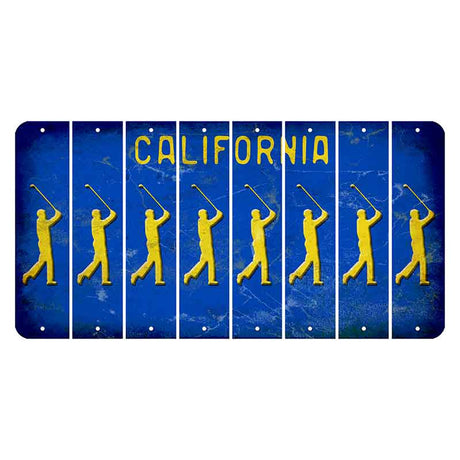 California Blue Cut License Plate Strips (Set of 8) Male Golfer