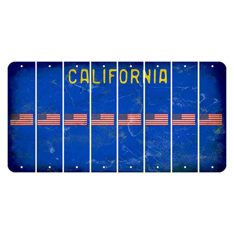 California Blue Cut License Plate Strips (Set of 8) American Flag