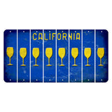 California Blue Cut License Plate Strips (Set of 8) Wine Glass