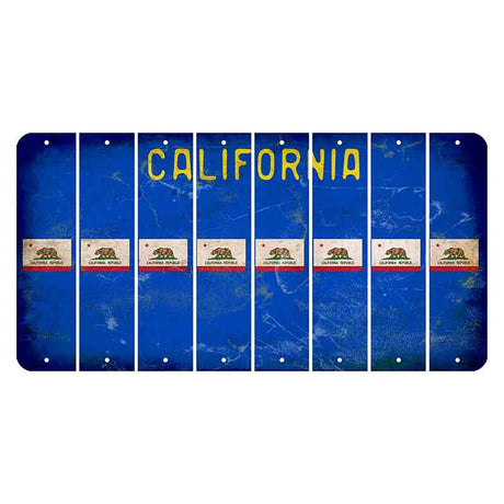 California Blue Cut License Plate Strips (Set of 8) State Flag