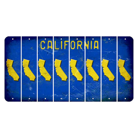 California Blue Cut License Plate Strips (Set of 8) State Silhouette