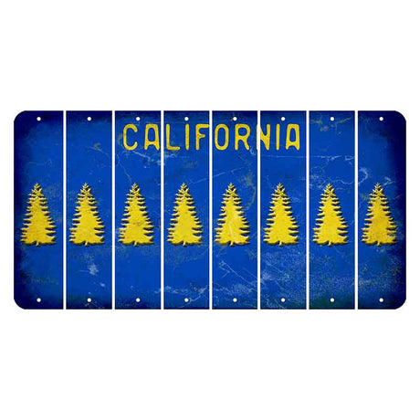 California Blue Cut License Plate Strips (Set of 8) Pine Tree