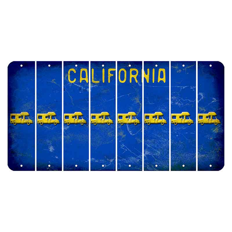 California Blue Cut License Plate Strips (Set of 8) Camper