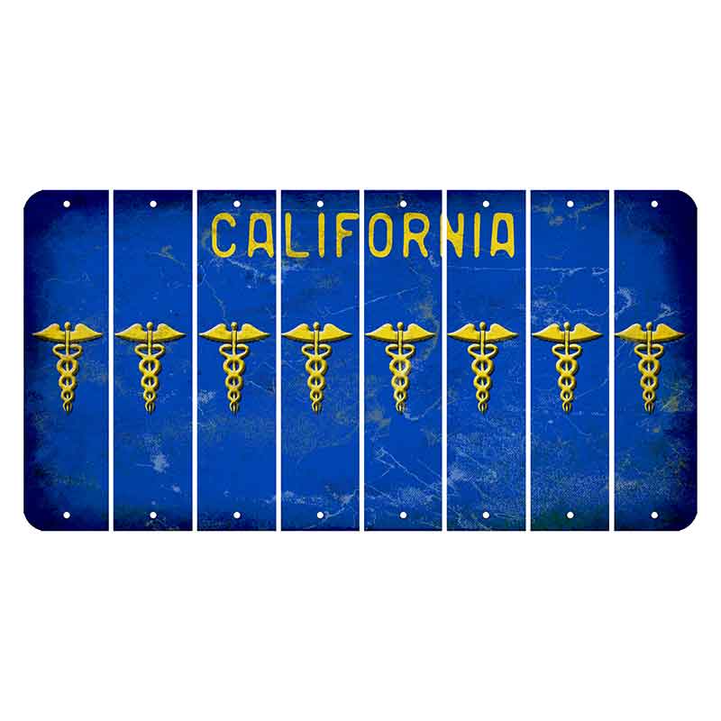 California Blue Cut License Plate Strips (Set of 8) Caduceus