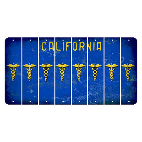 California Blue Cut License Plate Strips (Set of 8) Caduceus