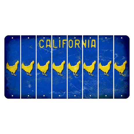 California Blue Cut License Plate Strips (Set of 8) Chicken