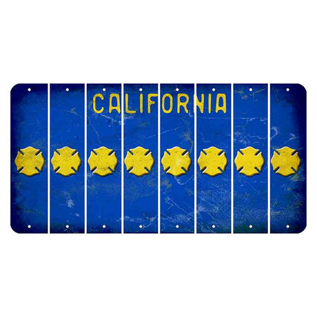 California Blue Cut License Plate Strips (Set of 8) Fire Badge