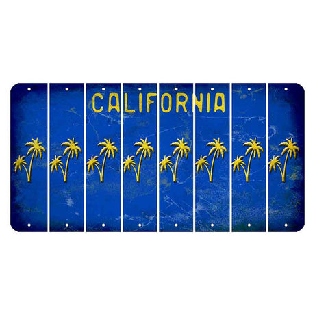 California Blue Cut License Plate Strips (Set of 8) Palm Trees