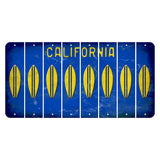 California Blue Cut License Plate Strips (Set of 8) Surfboard