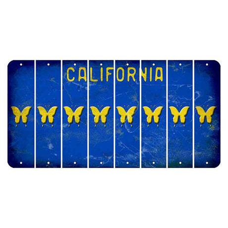 California Blue Cut License Plate Strips (Set of 8) Butterfly
