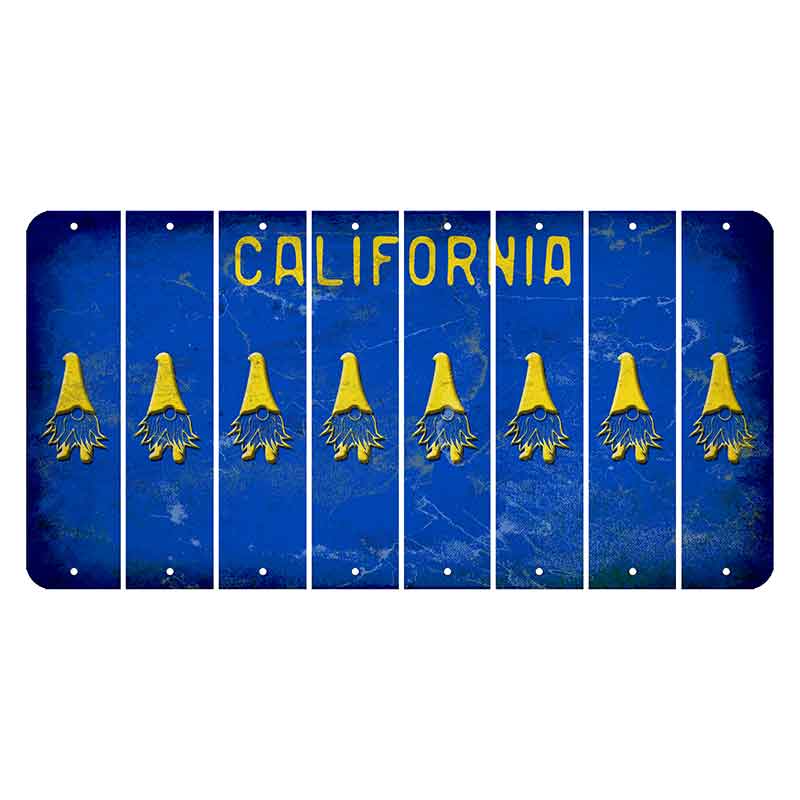 California Blue Cut License Plate Strips (Set of 8) Gnome