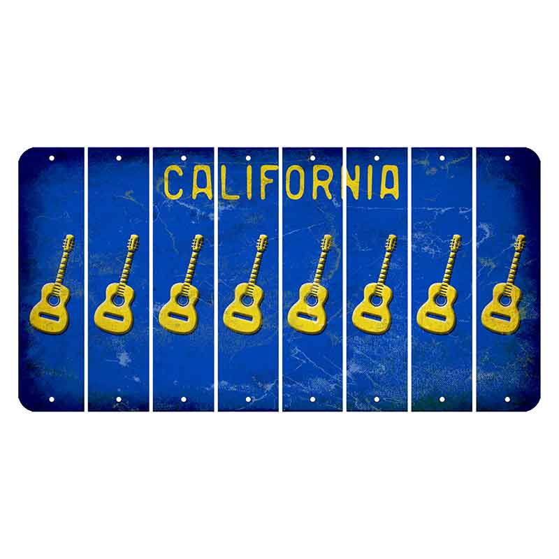 California Blue Cut License Plate Strips (Set of 8) Guitar