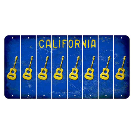 California Blue Cut License Plate Strips (Set of 8) Guitar
