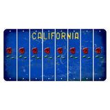California Blue Cut License Plate Strips (Set of 8) Red Rose