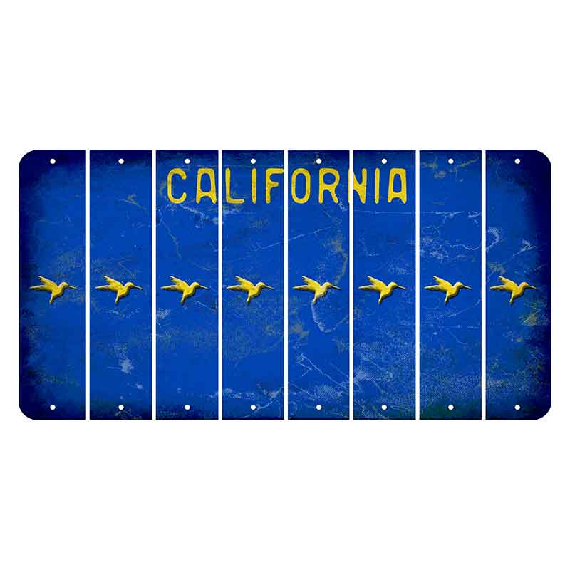 California Blue Cut License Plate Strips (Set of 8) Hummingbird