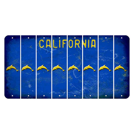 California Blue Cut License Plate Strips (Set of 8) Dolphin