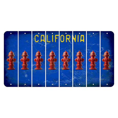 California Blue Cut License Plate Strips (Set of 8) Fire Hydrant