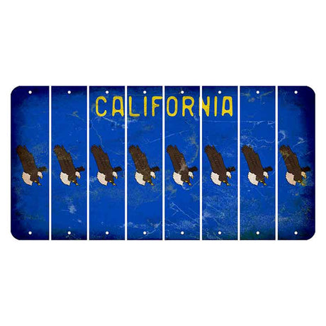 California Blue Cut License Plate Strips (Set of 8) Bald Eagle