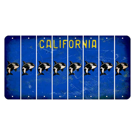 California Blue Cut License Plate Strips (Set of 8) Whale