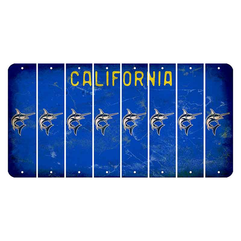 California Blue Cut License Plate Strips (Set of 8) Swordfish