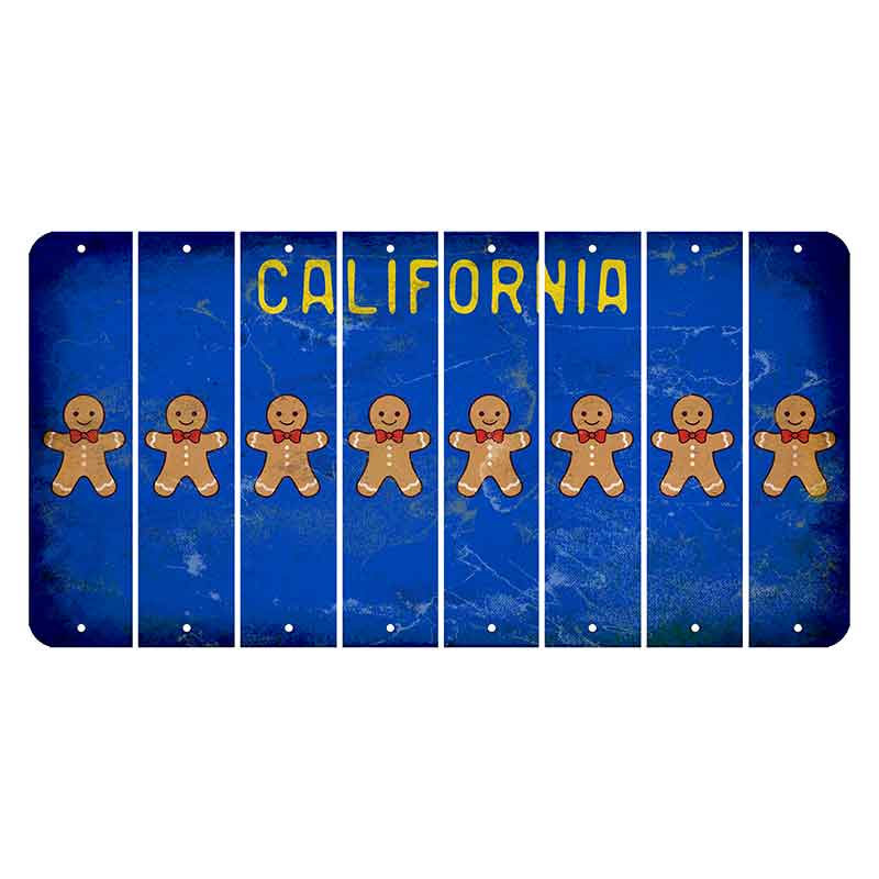 California Blue Cut License Plate Strips (Set of 8) Gingerbread Man