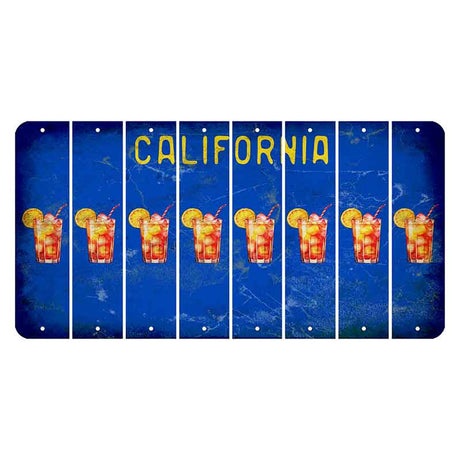 California Blue Cut License Plate Strips (Set of 8) Cocktail