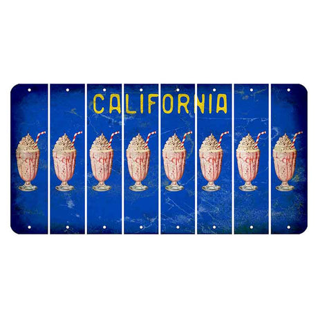 California Blue Cut License Plate Strips (Set of 8) Milkshake